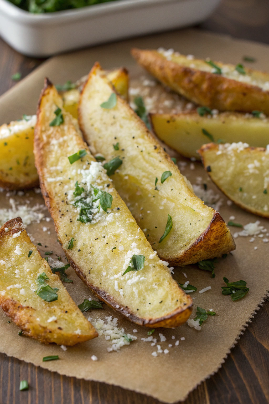Baked Garlic Parmesan Potato Wedges Recipe