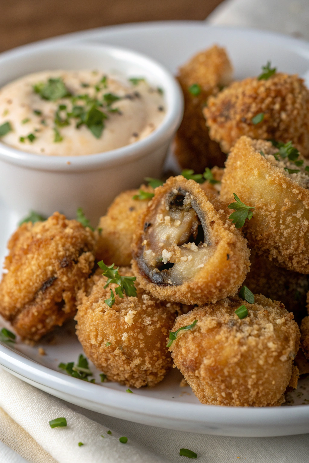 Crispy Fried Mushrooms with Cool Ranch Dip
