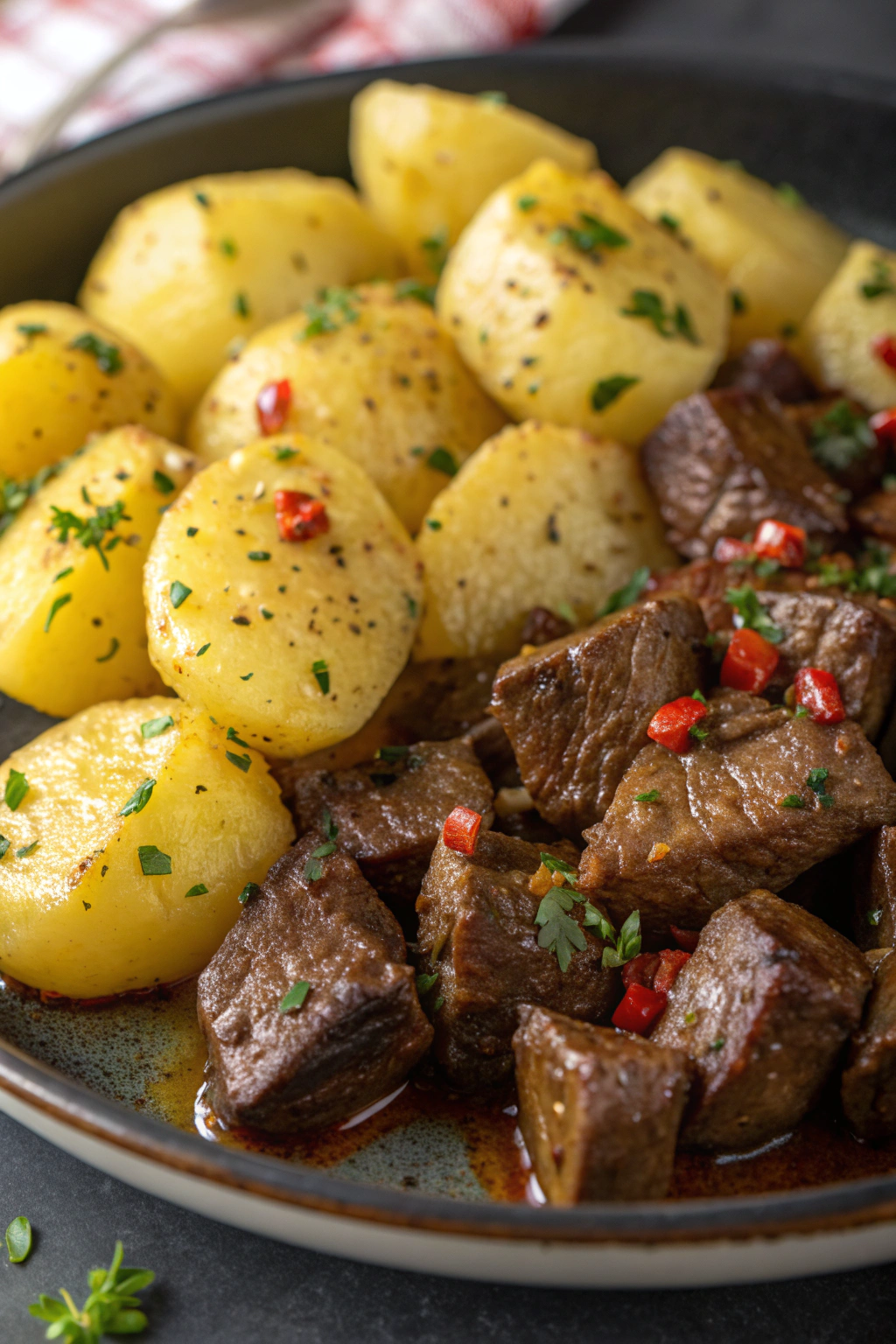 Garlic Butter Steak Bites & Potatoes Recipe
