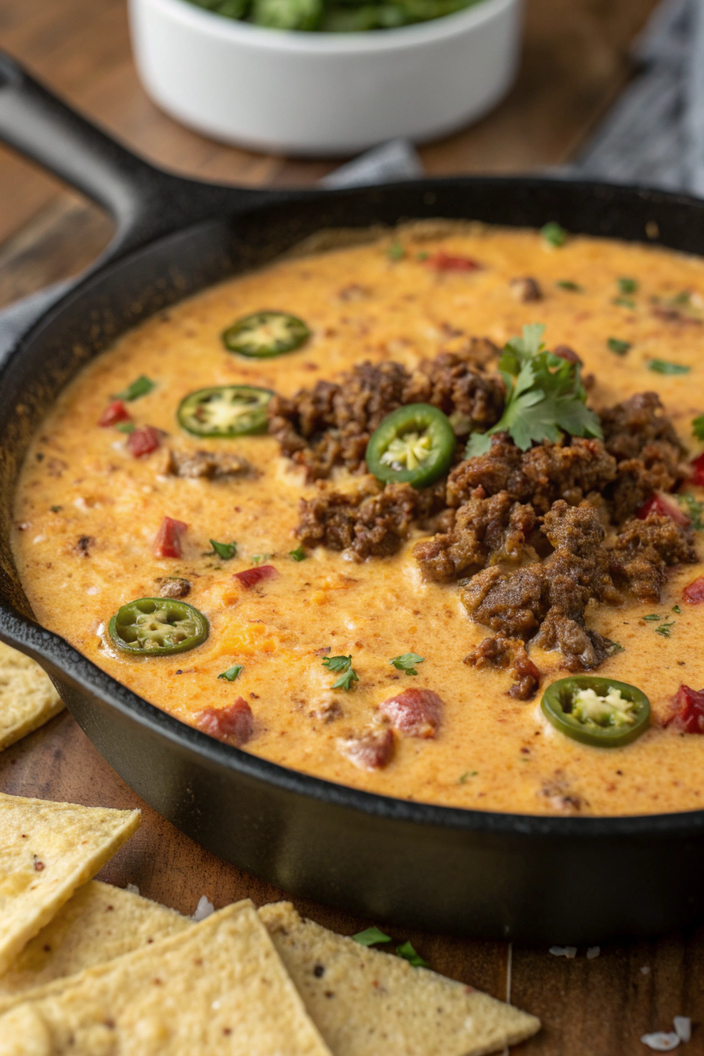 One Pan Queso Dip With Ground Beef & Velveeta Recipe