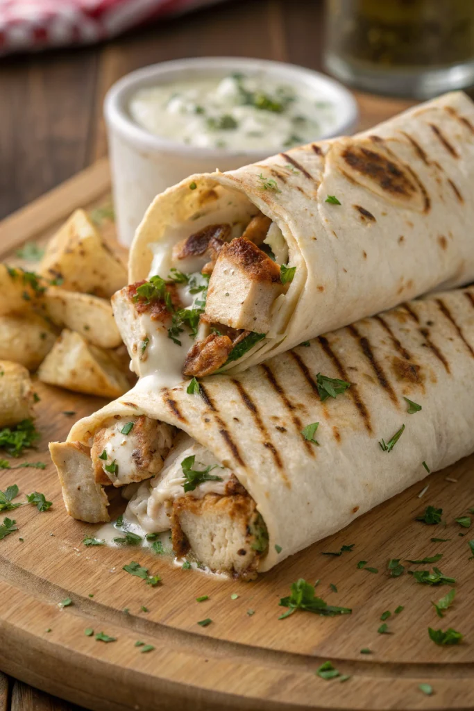 Ooey-Gooey Cheesy Garlic Chicken Wraps Recipe