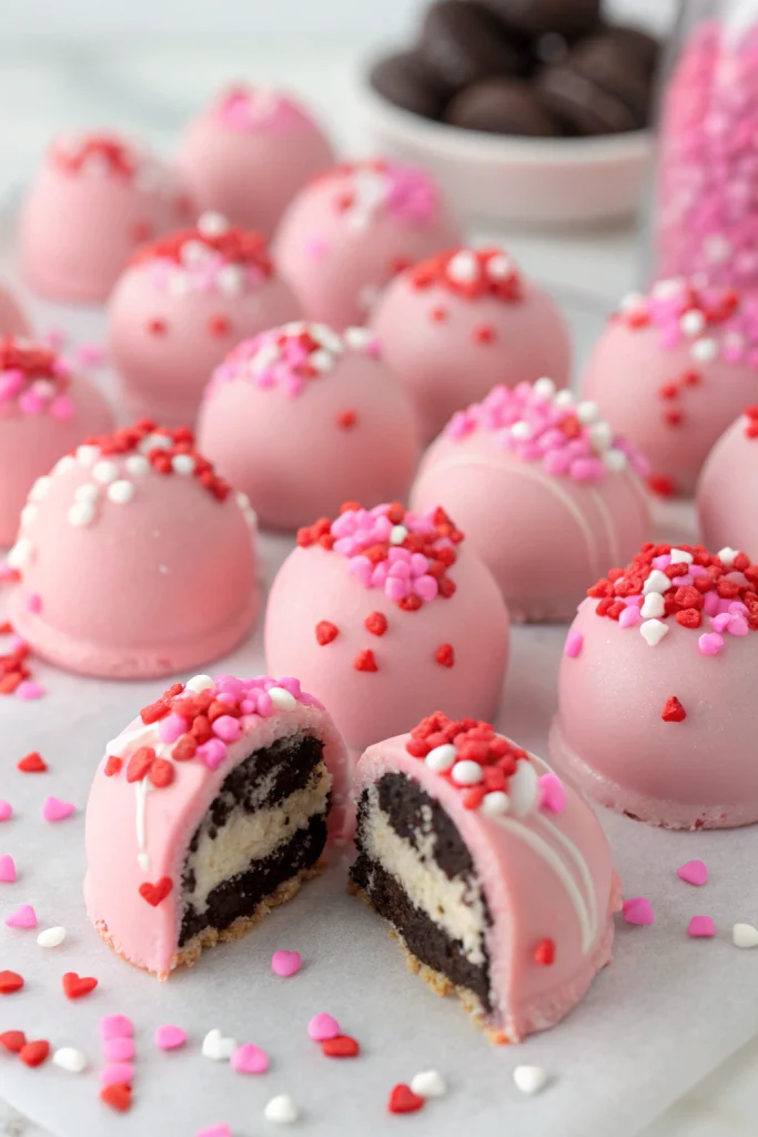 Oreo Truffle Balls with Pink Candy Coating