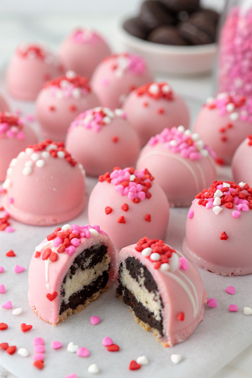 Oreo Truffle Balls with Pink Candy Coating