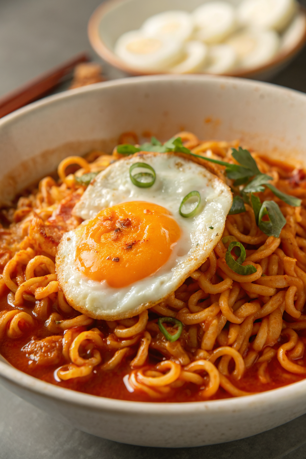 Korean Spicy Ramen Noodles with Cheese