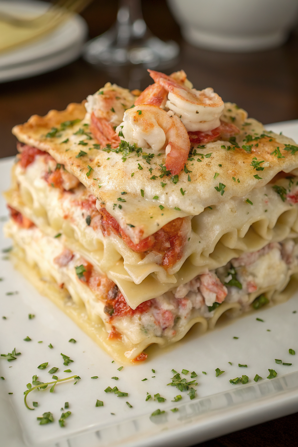 Seafood Lasagna with Lobster and Shrimp