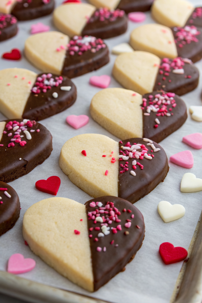 ⁣5 ingredient Valentine’s Shortbread Hearts Recipe