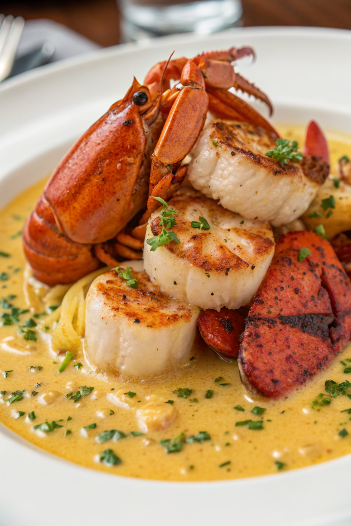 Cajun Lobster Crab and Salmon Alfredo Recipe