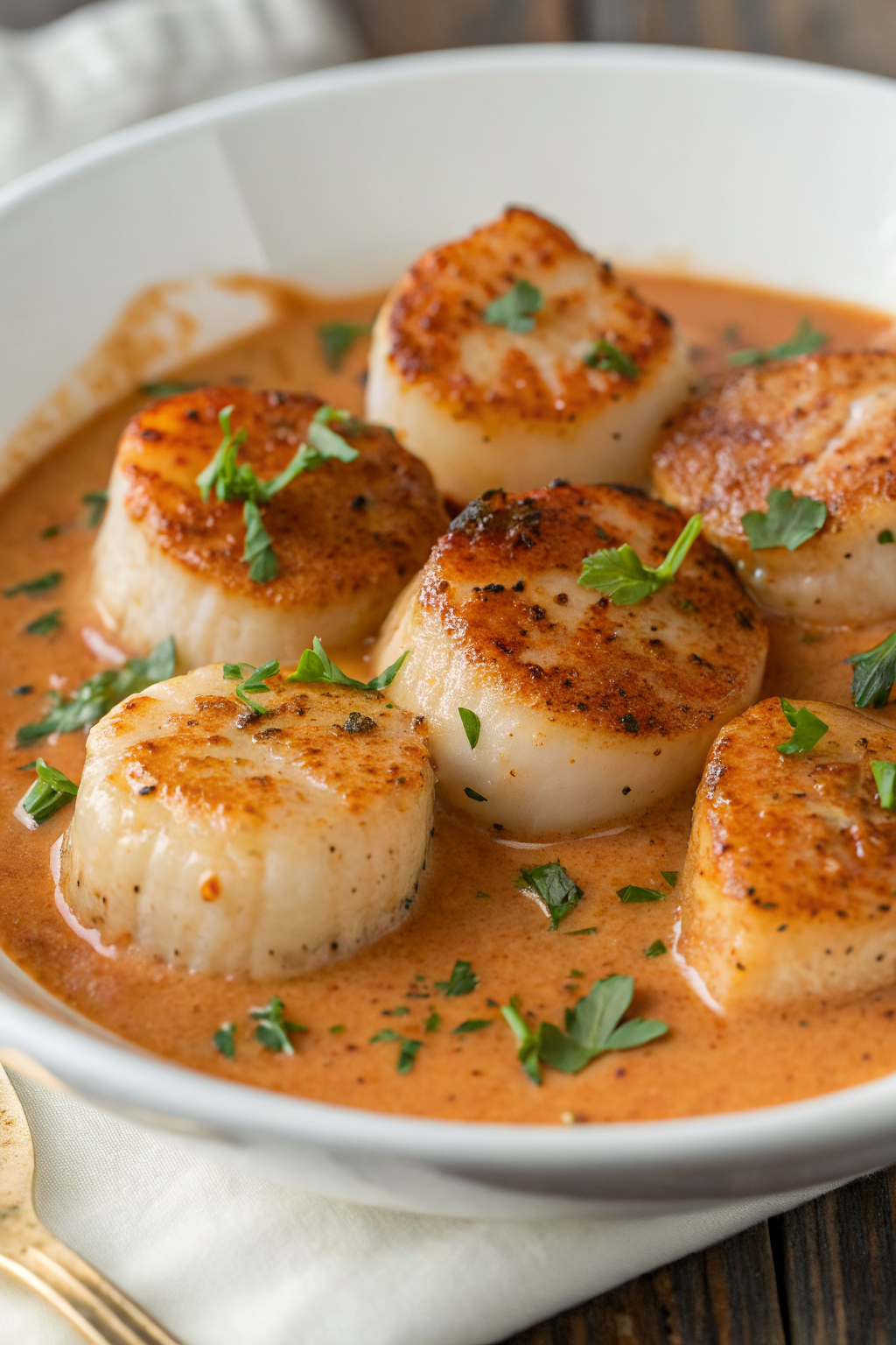 Seared Scallops with Spicy Cajun Cream Sauce