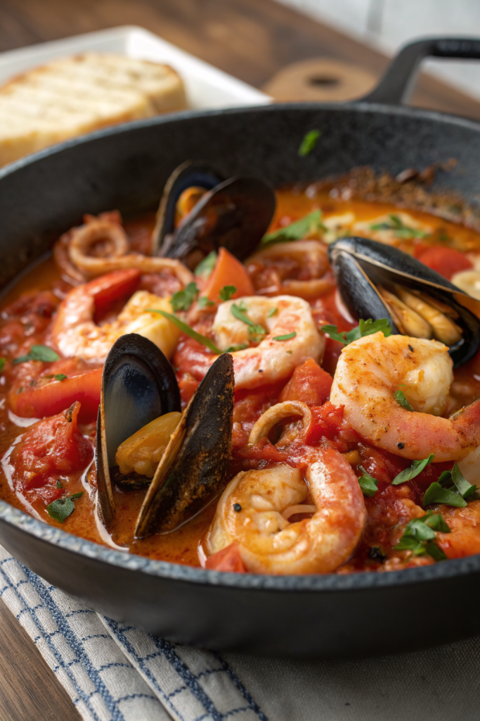 Spicy Nduja Seafood in Tomato Broth