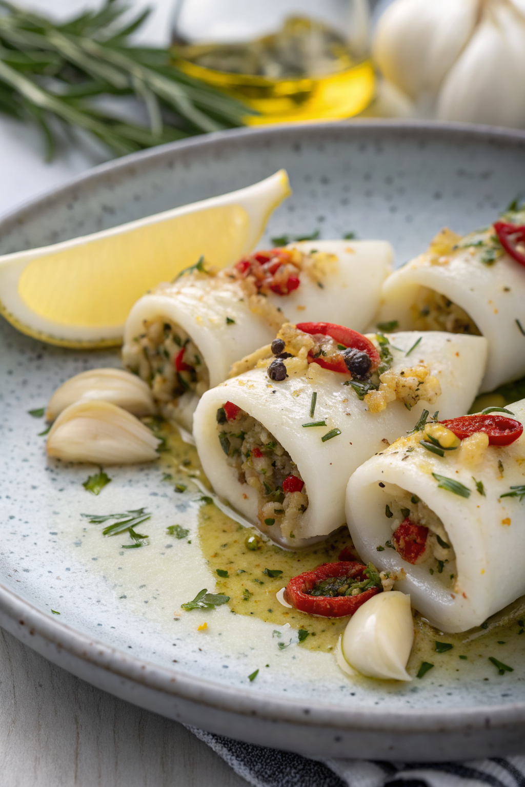 Tasty Grilled Squid with Garlic and Chili