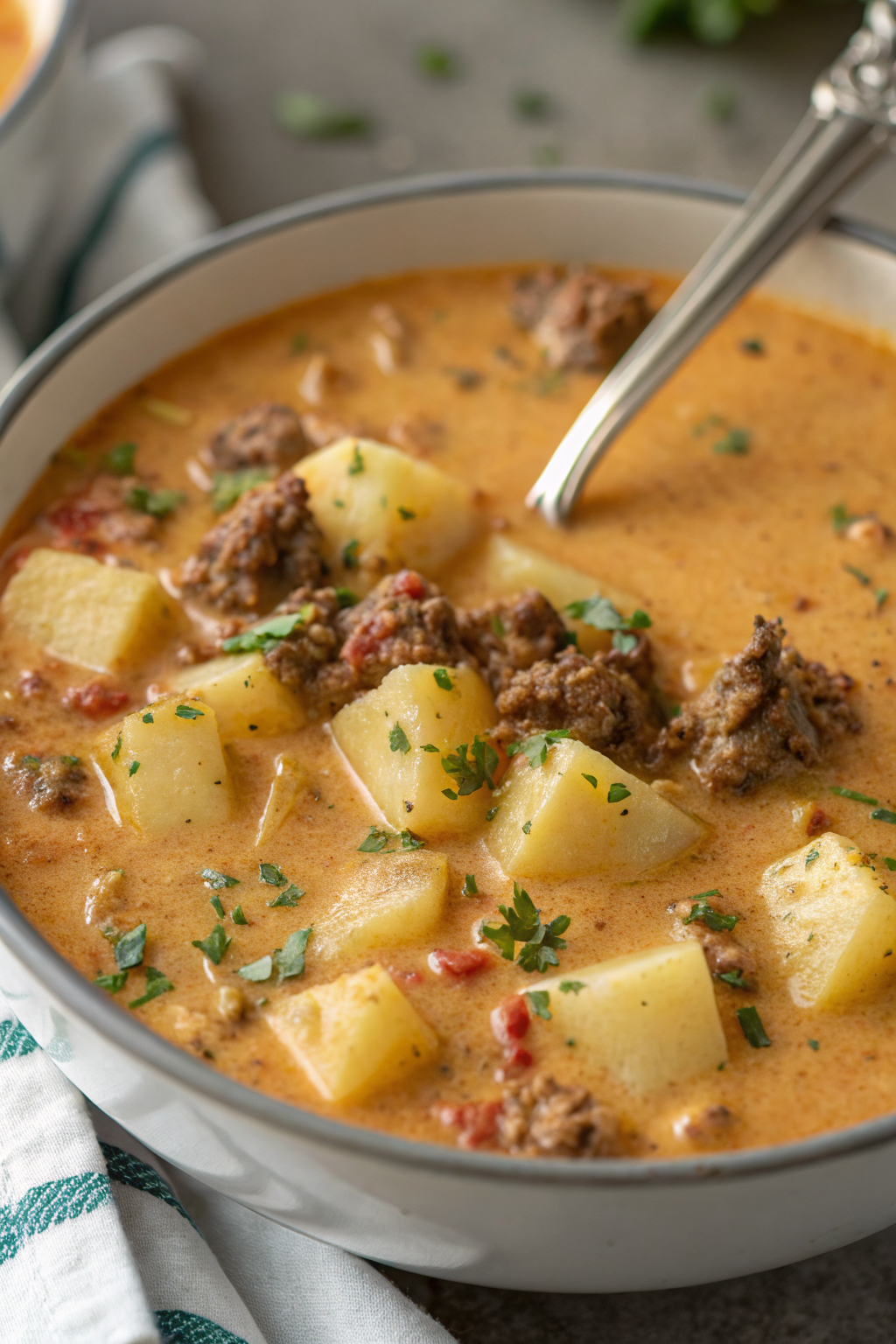 Cheesy Beef Potato Soup Recipe