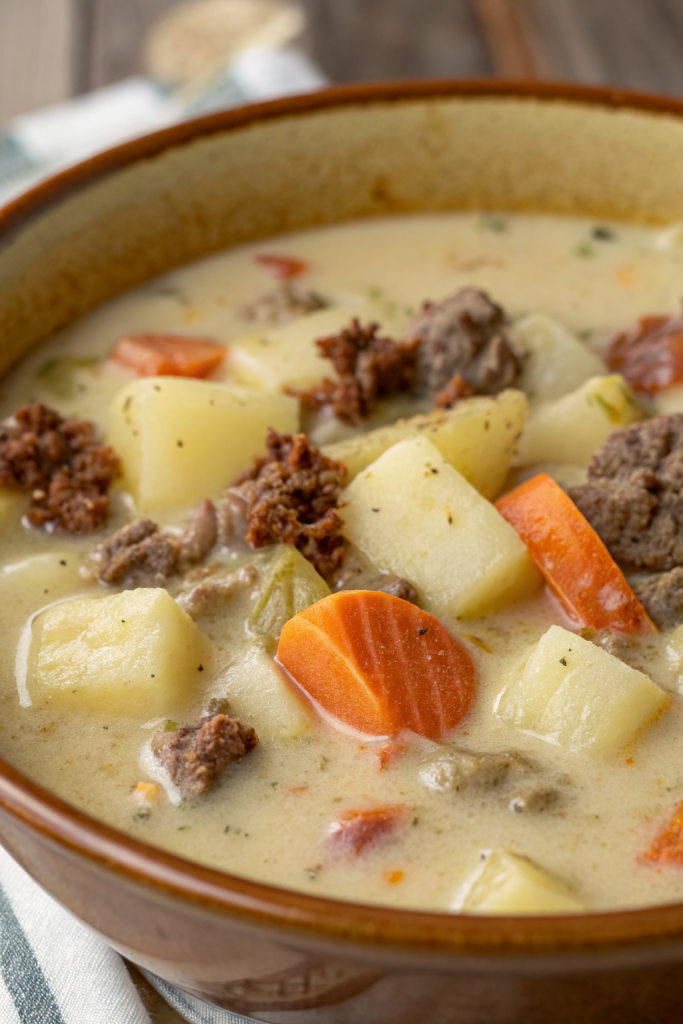 Crockpot Creamy Potato & Hamburger Soup Recipe
