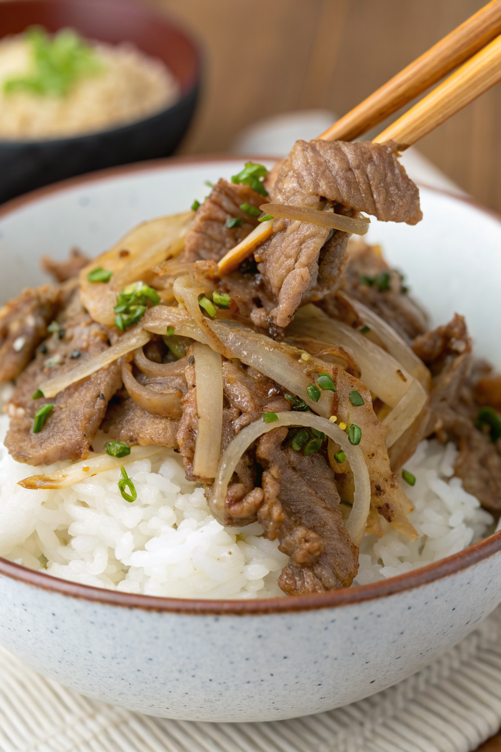 Gyudon Japanese Beef Rice Bowl Recipe