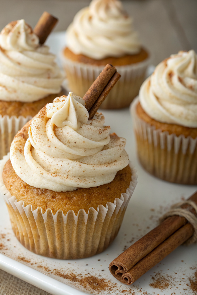 Chai Latte Cupcakes with Caramel Brûlée Frosting