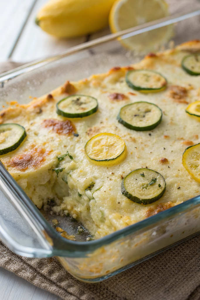 Cheesy Summer Squash and Zucchini Casserole