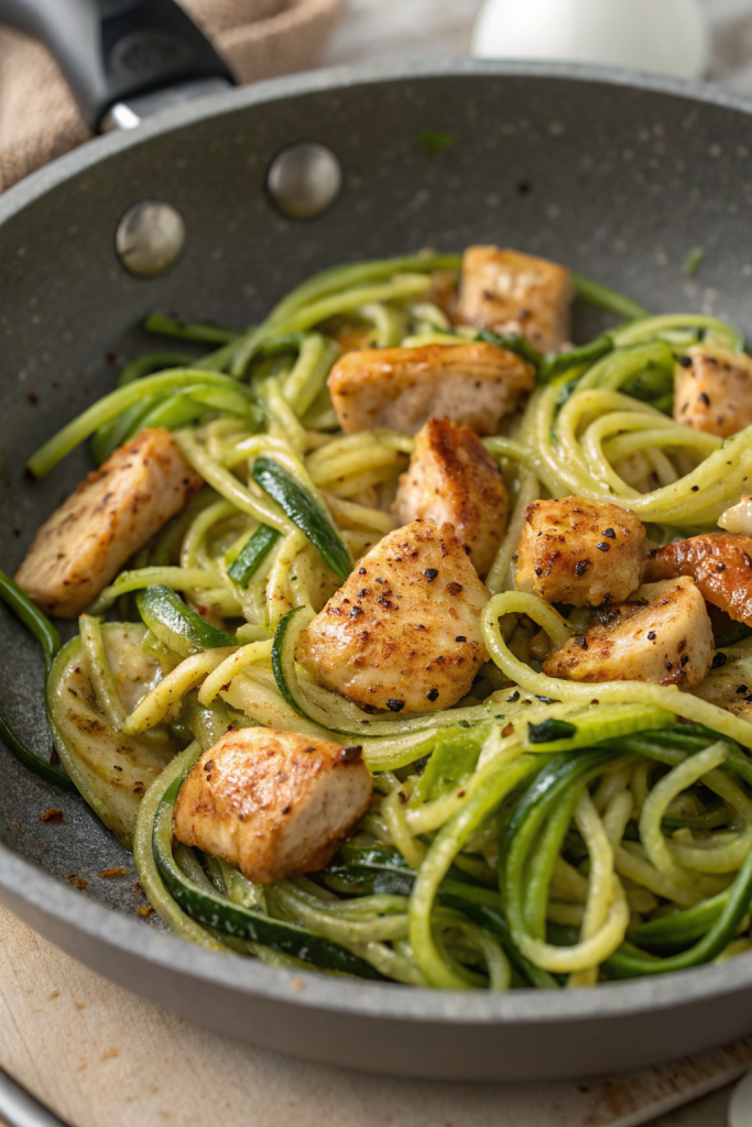 Garlic Chicken Zucchini Noodles Stir Fry Recipe