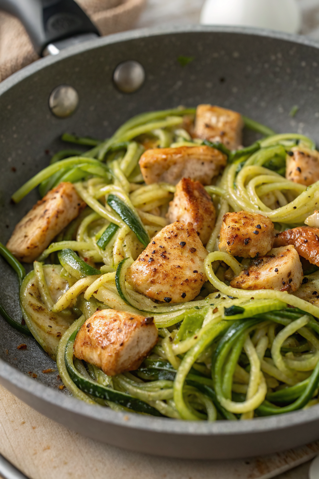 Garlic Chicken Zucchini Noodles Stir Fry Recipe
