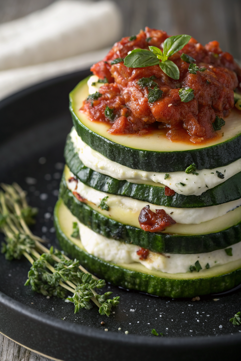 Layered Zucchini Ricotta Melts with Marinara