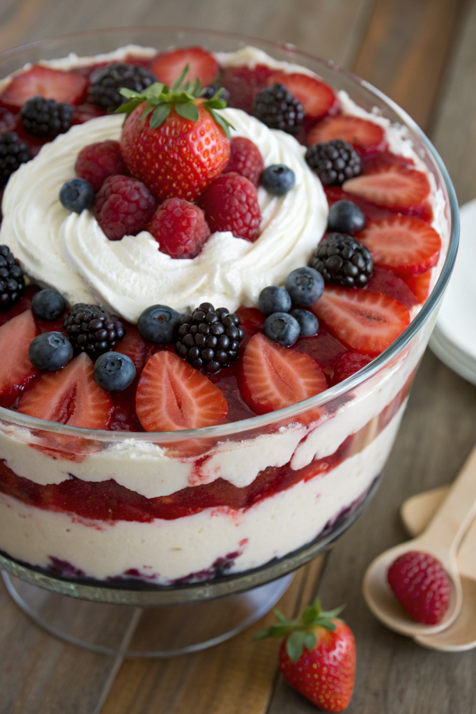 Mixed Berry Trifle With Raspberry Jelly