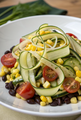 Roasted Zucchini Corn Salad with Green Goddess Dressing
