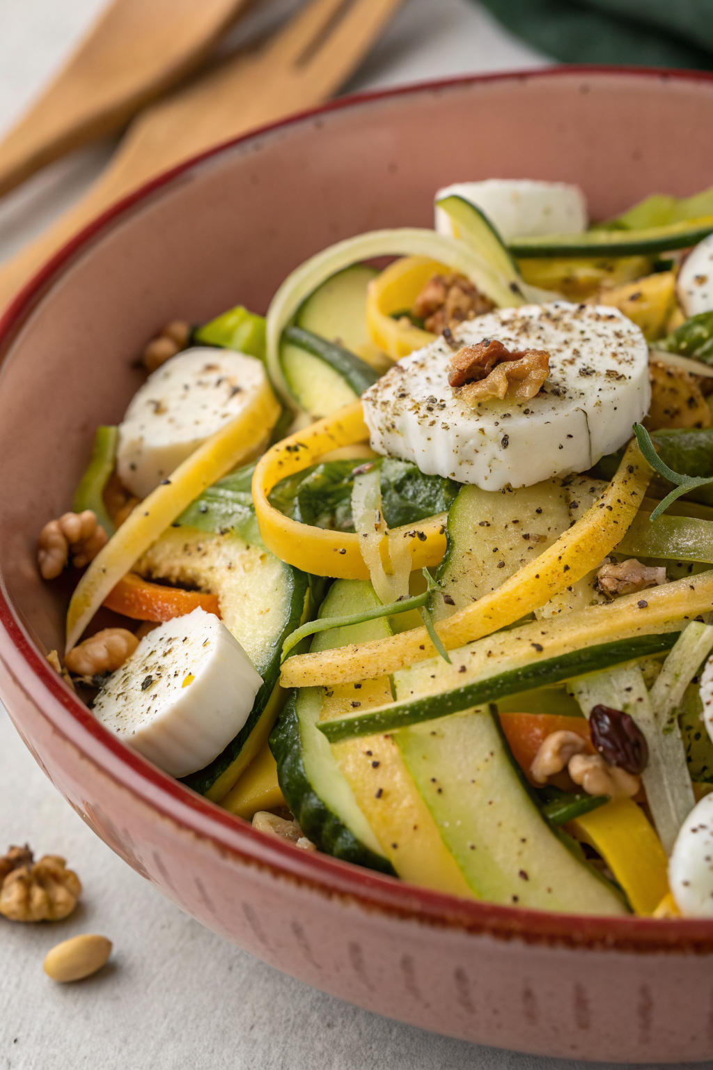 Shaved Zucchini Salad with Plums Herbs Almonds