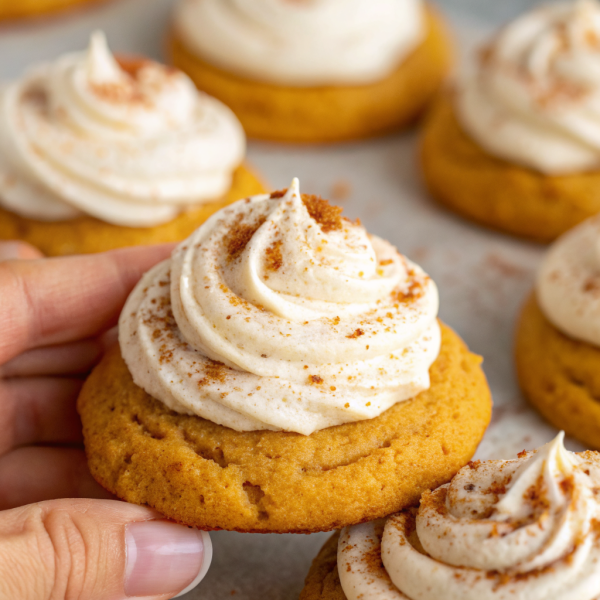 Soft Pumpkin Cookies with Cinnamon Frosting