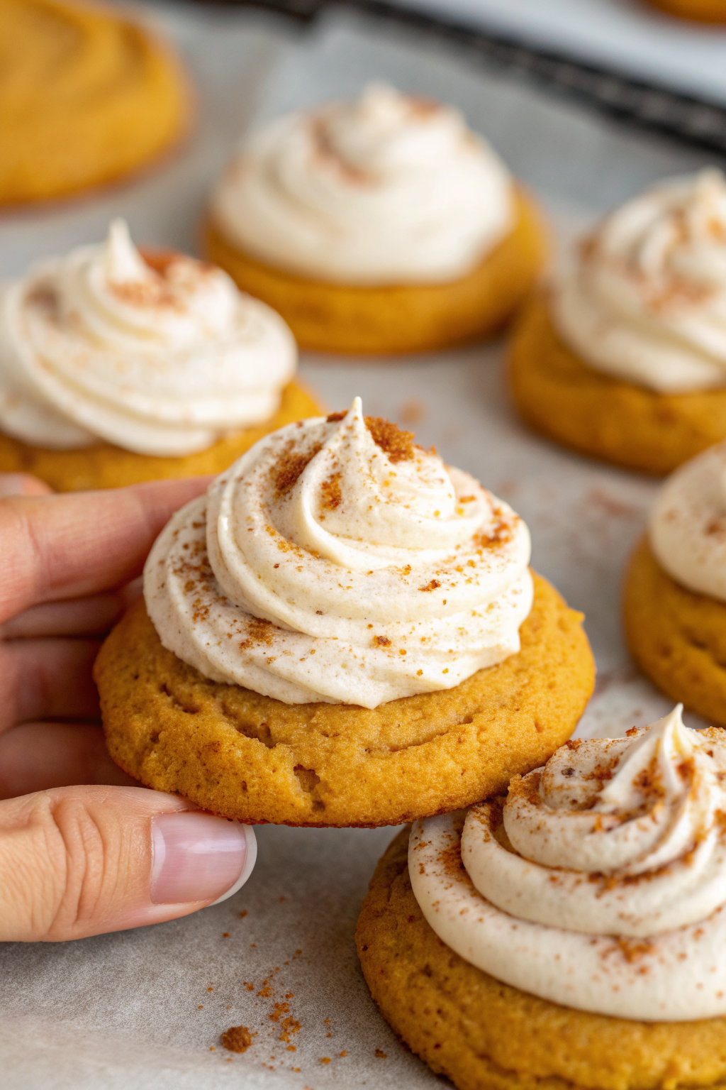 Soft Pumpkin Cookies with Cinnamon Frosting