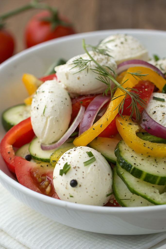 Summer zucchini salad with seeds, mint and lemon dressing