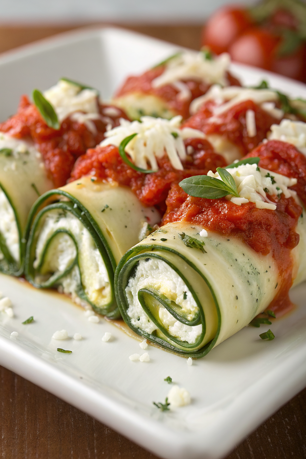 Zucchini Lasagna Roll-Ups With Spinach and Cheese