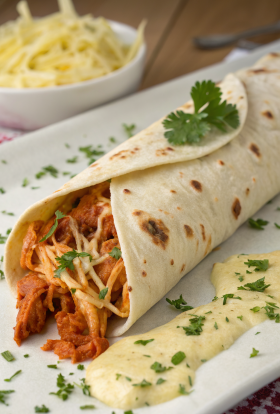 Baked Chicken Burritos with Cheesy Green Chili Sauce