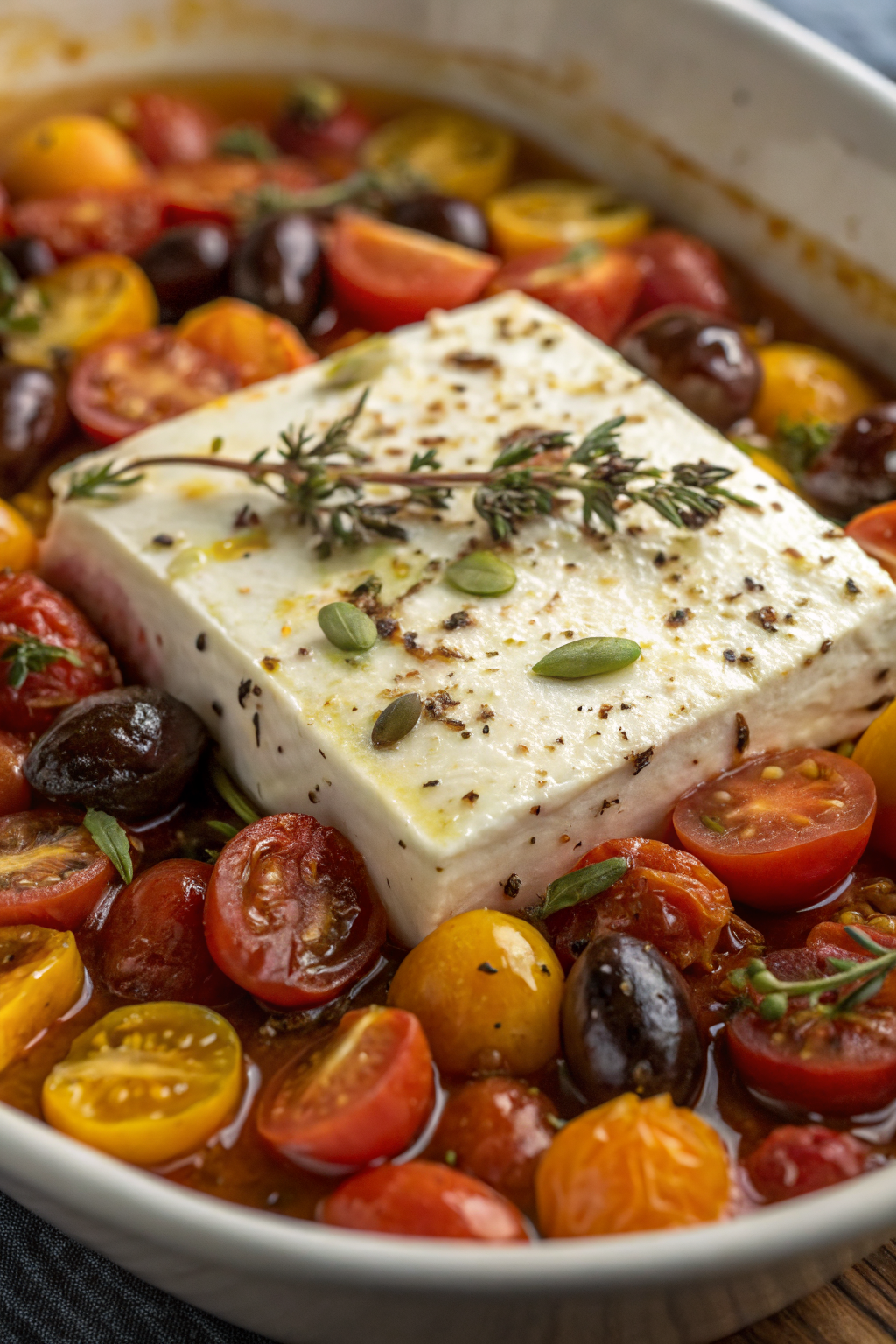 Baked Feta with Tomatoes and Olives Recipe