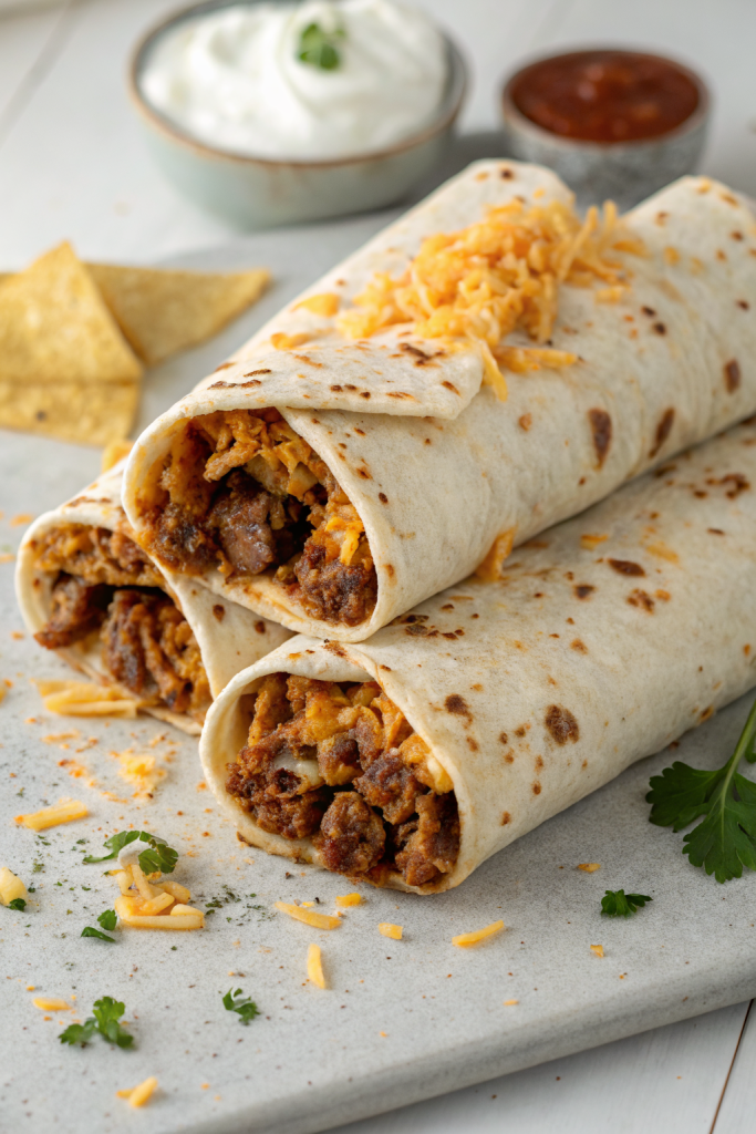 Cheesy Beef Burritos with Fries Recipe