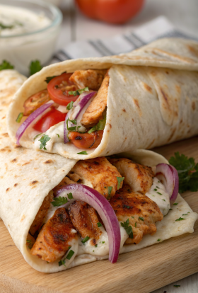 Chicken Sharwama Wrap with garlic sauce
