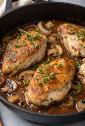 Cider Braised Chicken With Caramelized Onions Recipe
