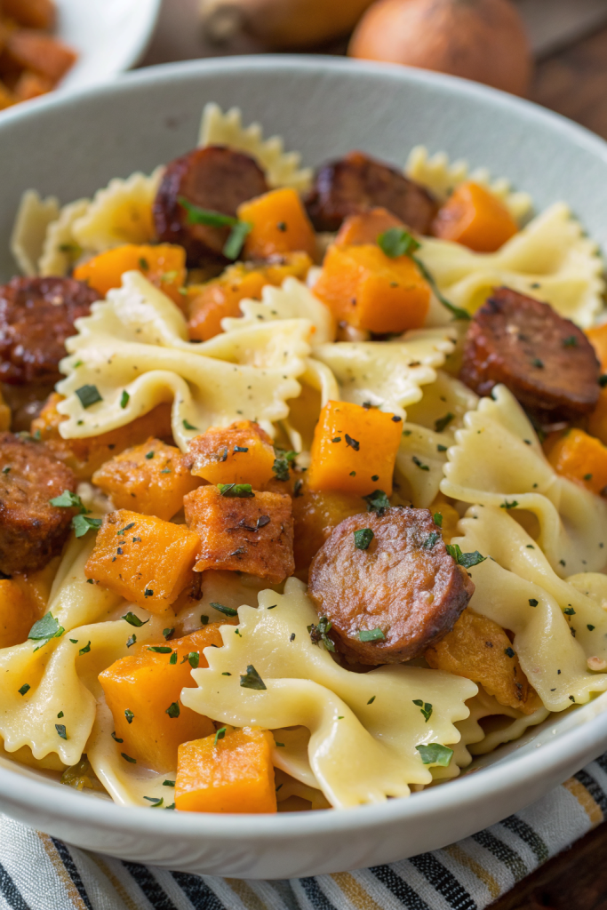 Creamy Butternut Squash Pasta with Sausage and Spinach