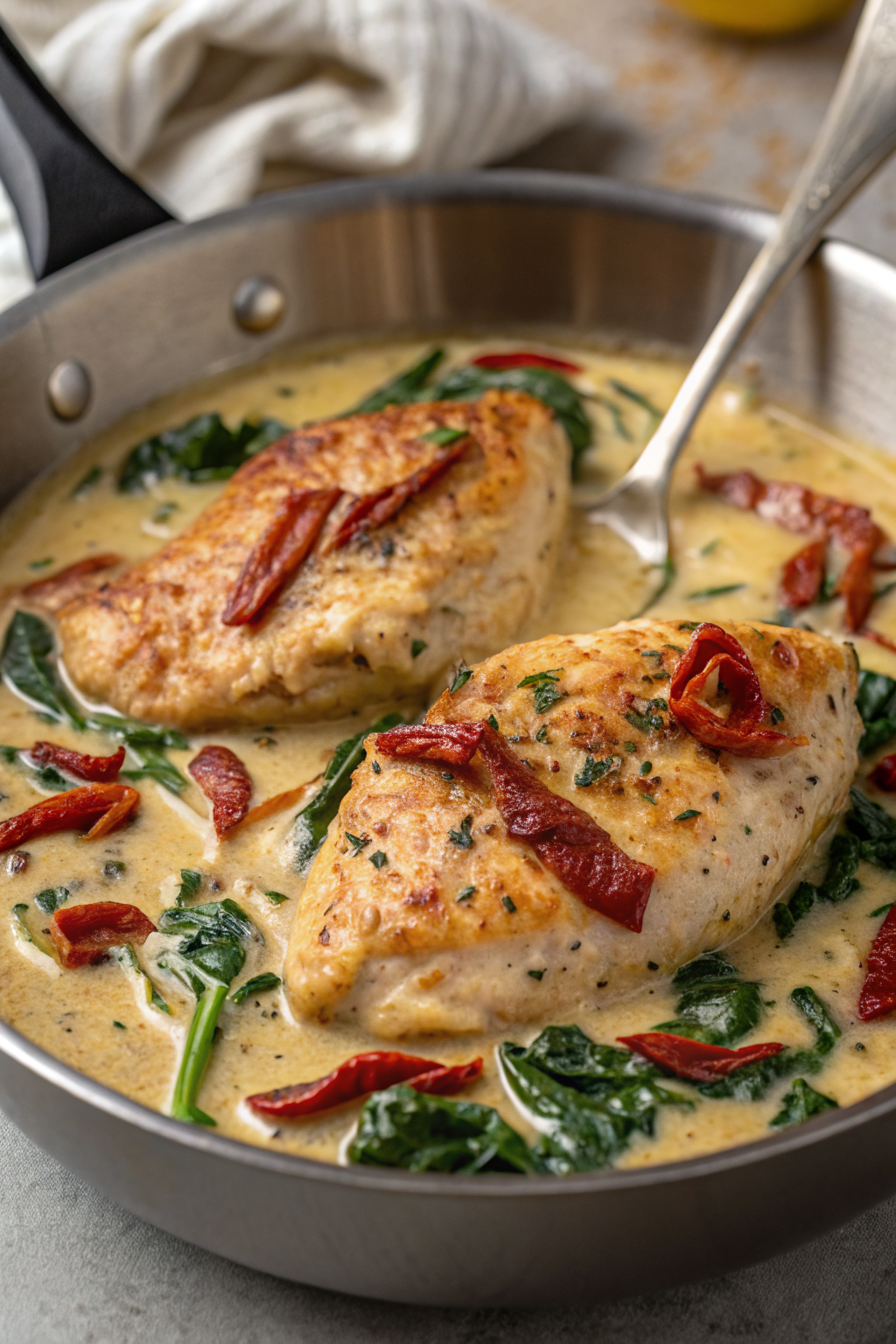 Creamy Chicken Breast in Spinach Parmesan Sauce Recipe