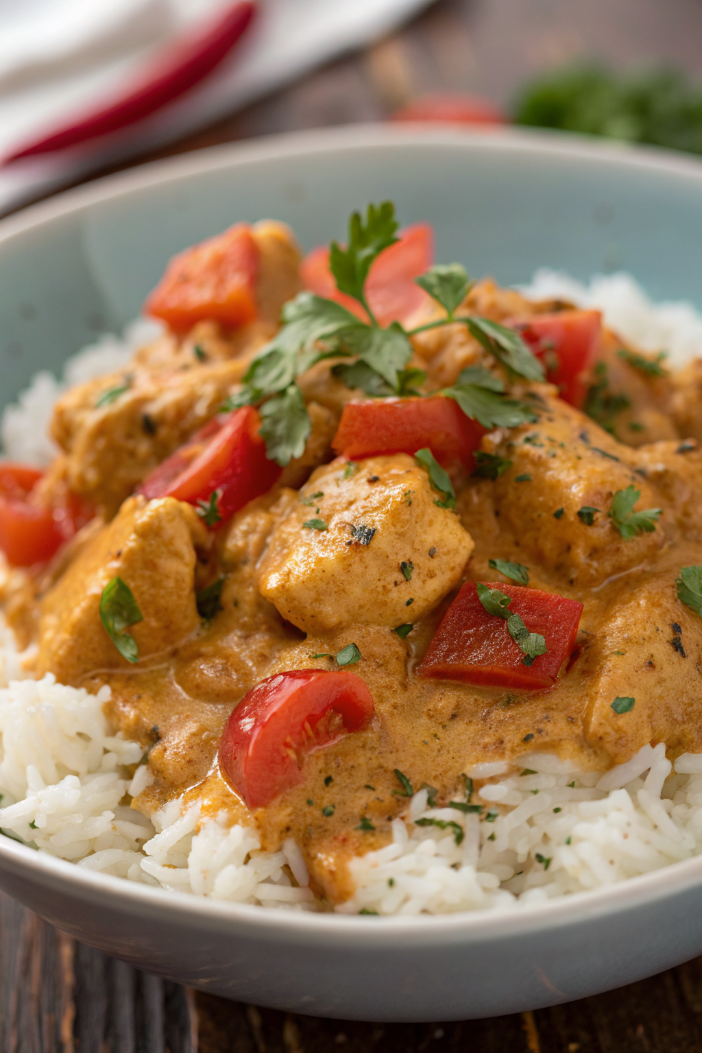 Creamy Paprika Chicken with Rice in a Velvety Sauce