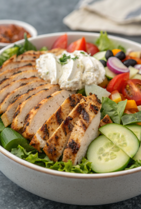Grilled Chicken Bowl with Creamy Avocado Sauce & Veggies