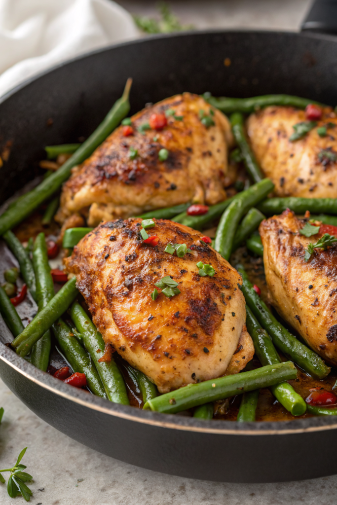 Lemon Garlic Butter Chicken Thighs with Green Beans