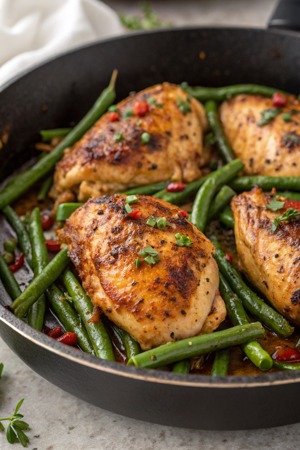 Lemon Garlic Butter Chicken Thighs with Green Beans