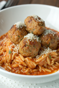 Lemon Thyme Meatballs with Pumpkin Orzo Recipe