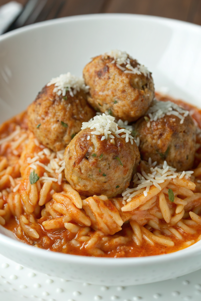 Lemon Thyme Meatballs with Pumpkin Orzo Recipe