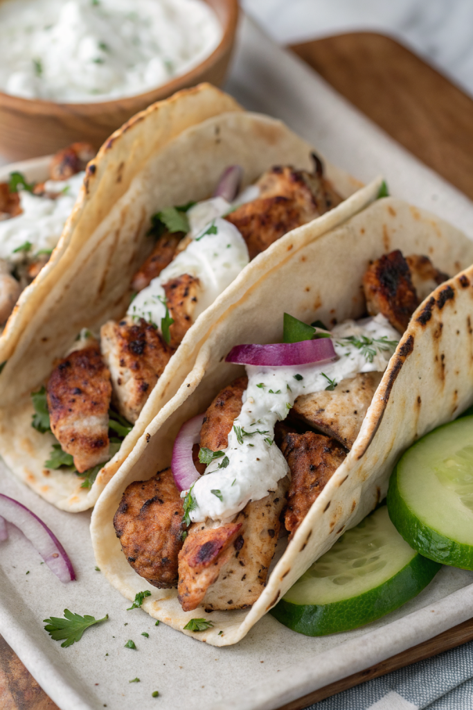 Mediterranean Chicken Gyros with Creamy Feta Tzatziki