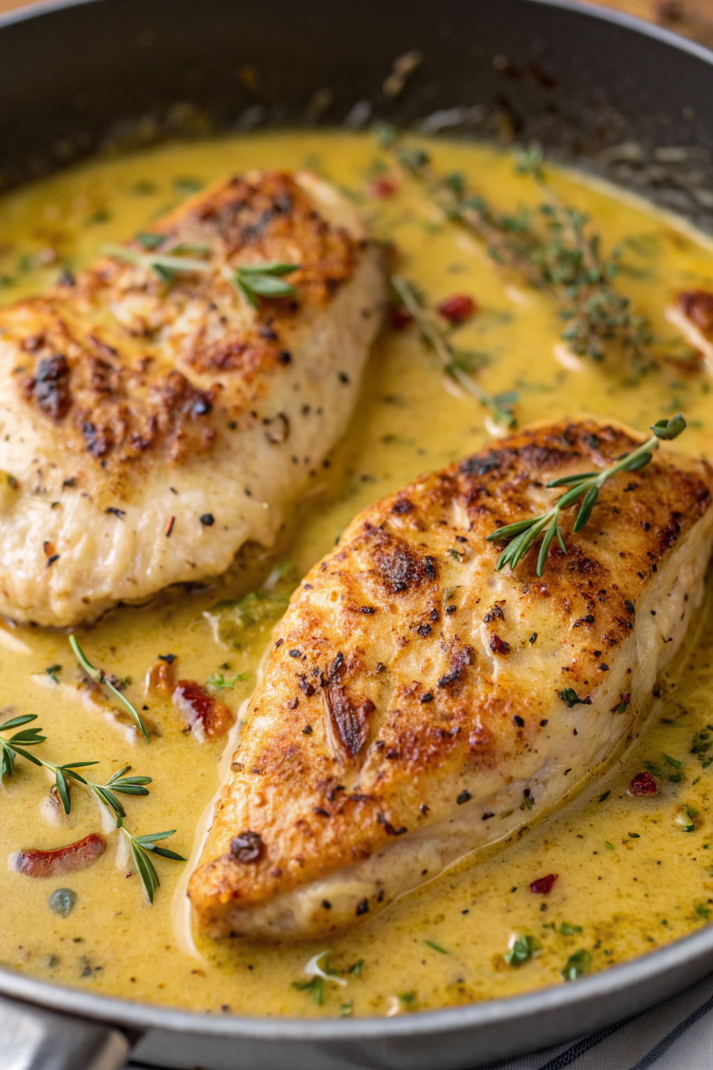 Pan Seared Chicken with zesty Lemon Mustard Sauce
