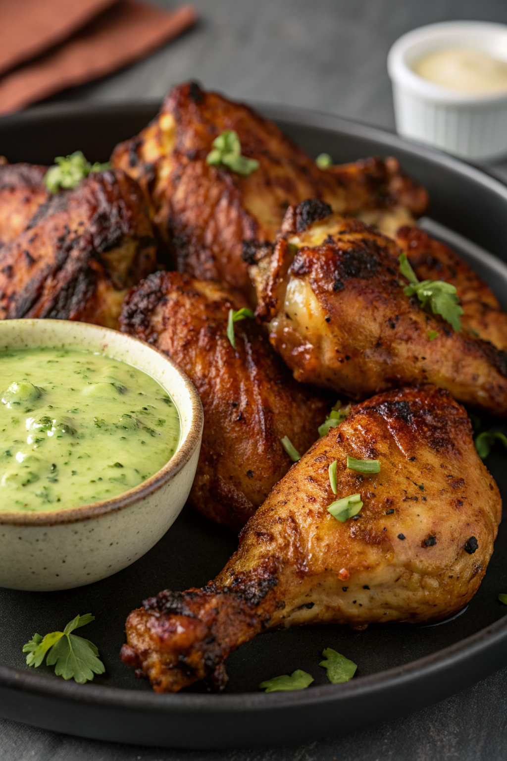 Peruvian Grilled Chicken with Creamy Green Sauce