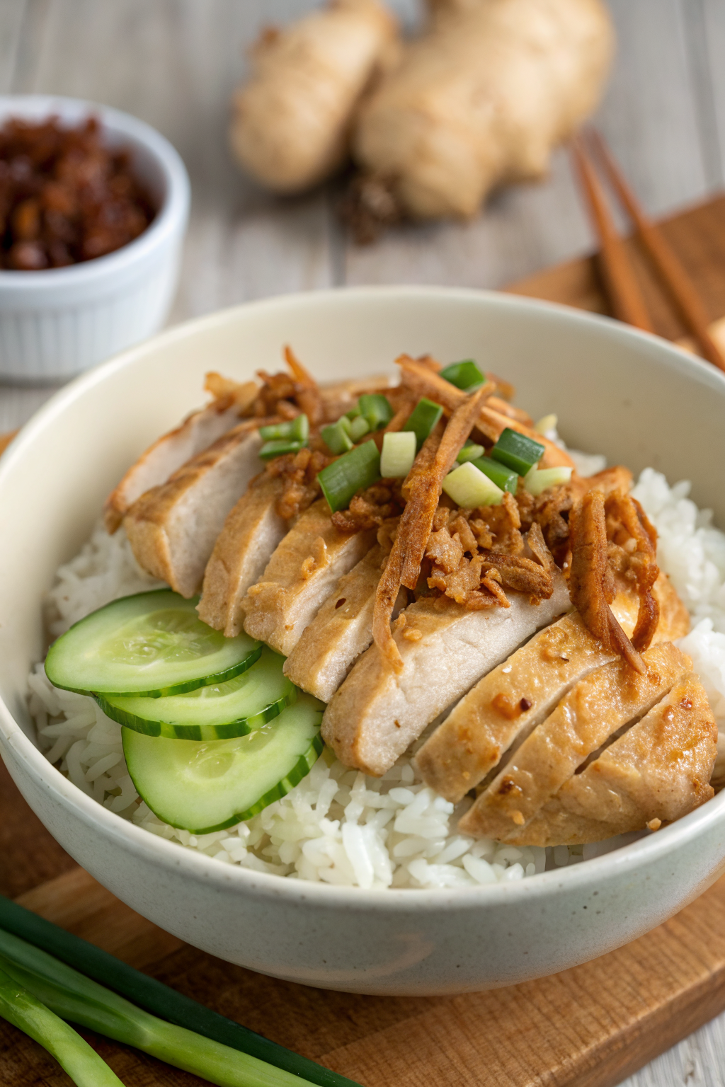 Poached Chicken with Shallot Oil Sauce