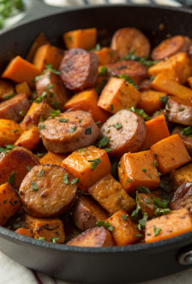 Sausage and Sweet Potatoes with Honey Garlic Sauce Recipe