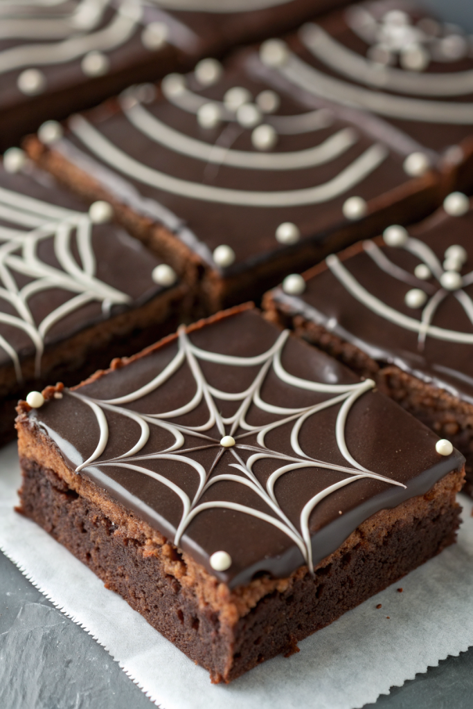 White Chocolate Spiderweb Brownies Recipe