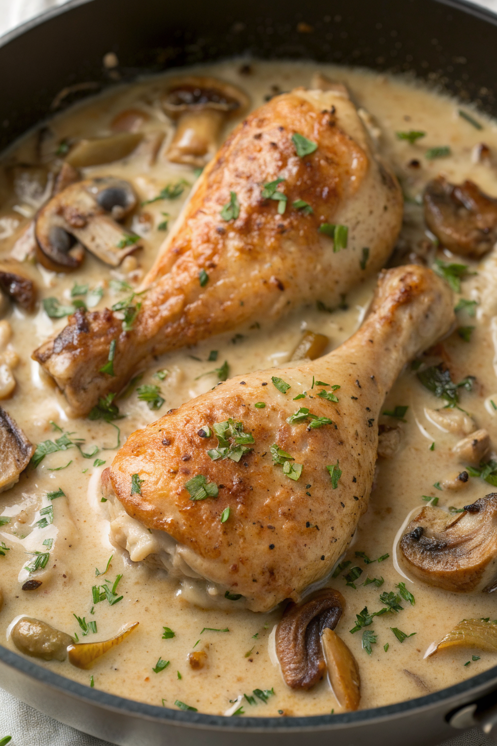 Chicken Legs with Creamy Mushroom Sauce