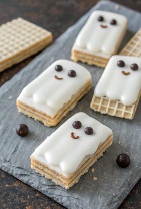 Chocolate Dipped Ghost Wafer Cookies Recipe